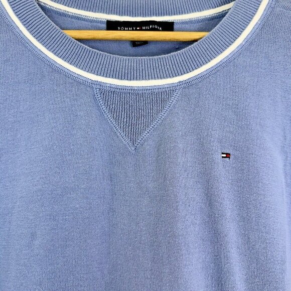 Tommy Hilfiger Womens Lightweight Pullover Sweater Medium Blue Round Hem - Picture 3 of 9